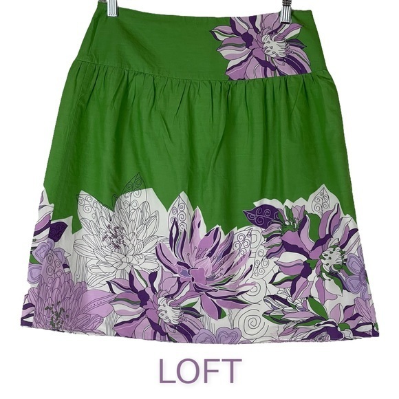 LOFT Skirts Loft 0 Cotton Bold Floral Full Skirt Poshmark